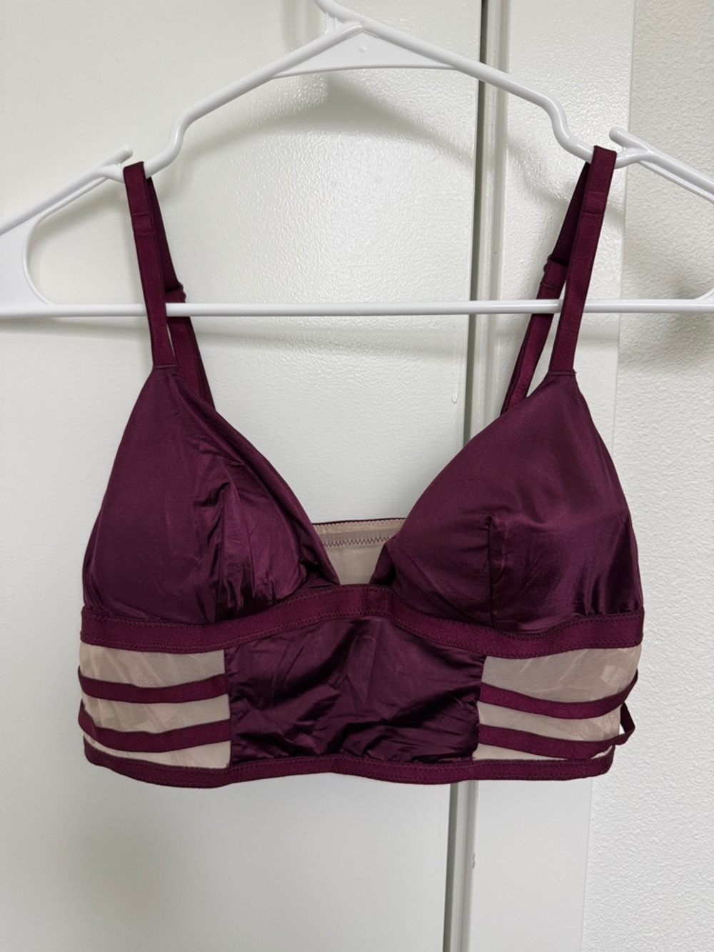 Victoria's Secret Plum Strappy Bralette with Nude Mesh Insets